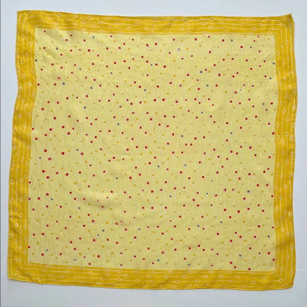 Vintage VERA  Neumann Yellow Silk Scarf very early, 1940’s soft & sheer dots